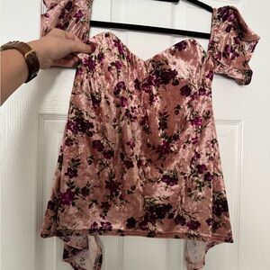 Floral Velvet Women Top